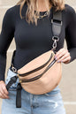 Dark Grey Wide Strap Zipper Crossbody Bag