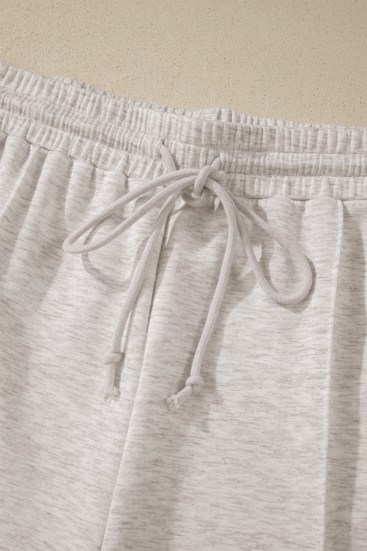 Light Grey Plus Size V Neck Polo Tee Drawstring Loose Pants 2pcs Set