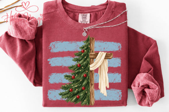 Tree and Cross Stripes Graphic Tee