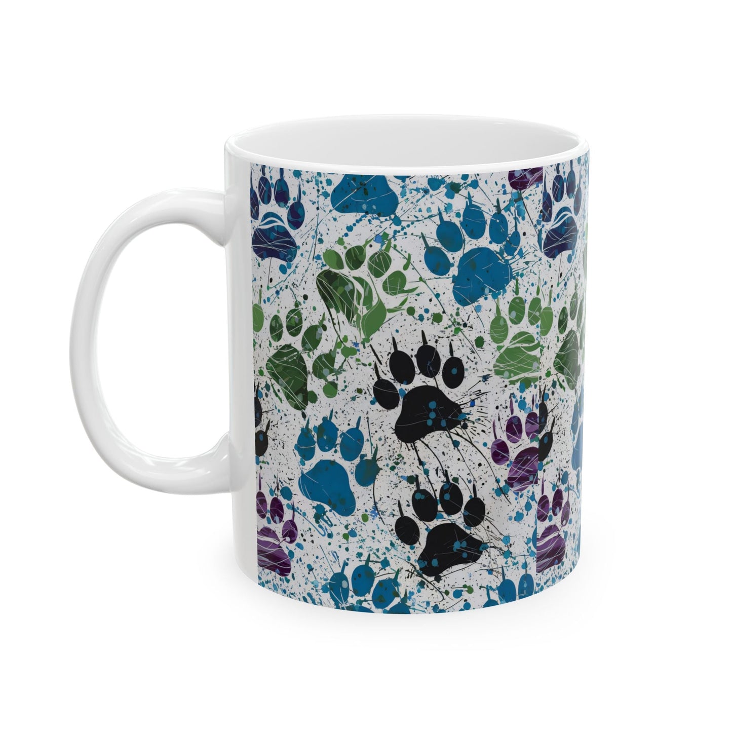 Splat Paw Prints Ceramic Mug, (11oz, 15oz)