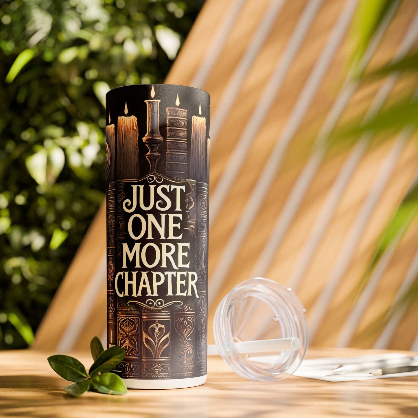 Just One More Chapter Skinny Tumbler with Straw, 20oz