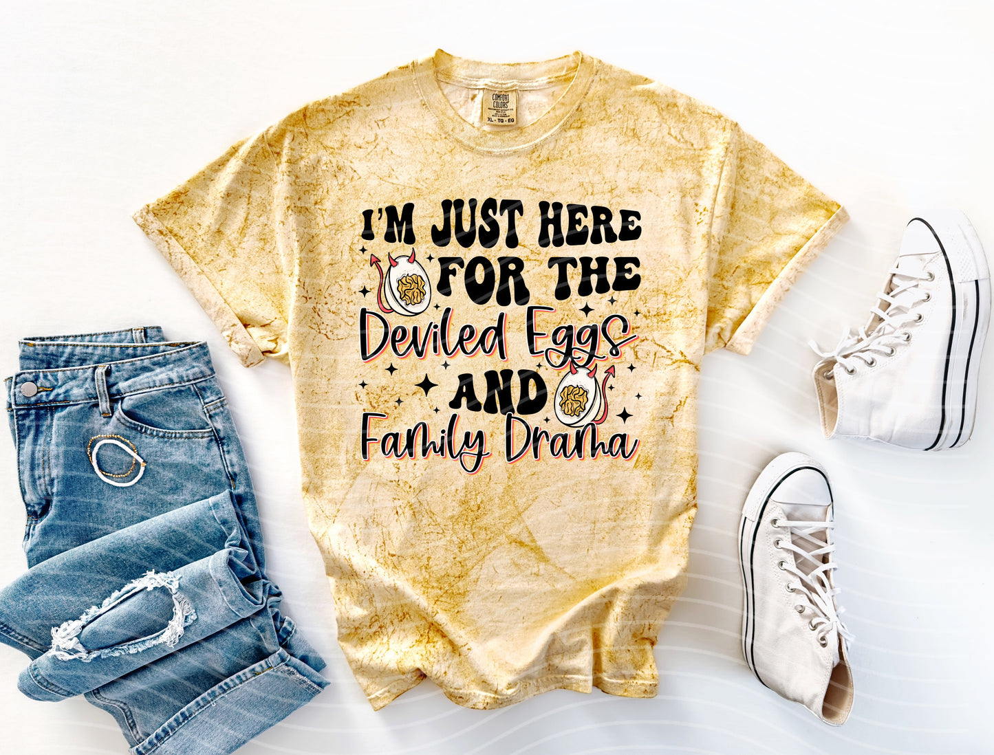 I'm Just Here for the Deviled Eggs and Family Drama Graphic Tee