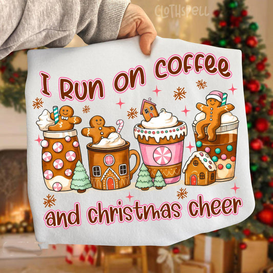 I Run on Coffee and Christmas Cheer Graphic Tee