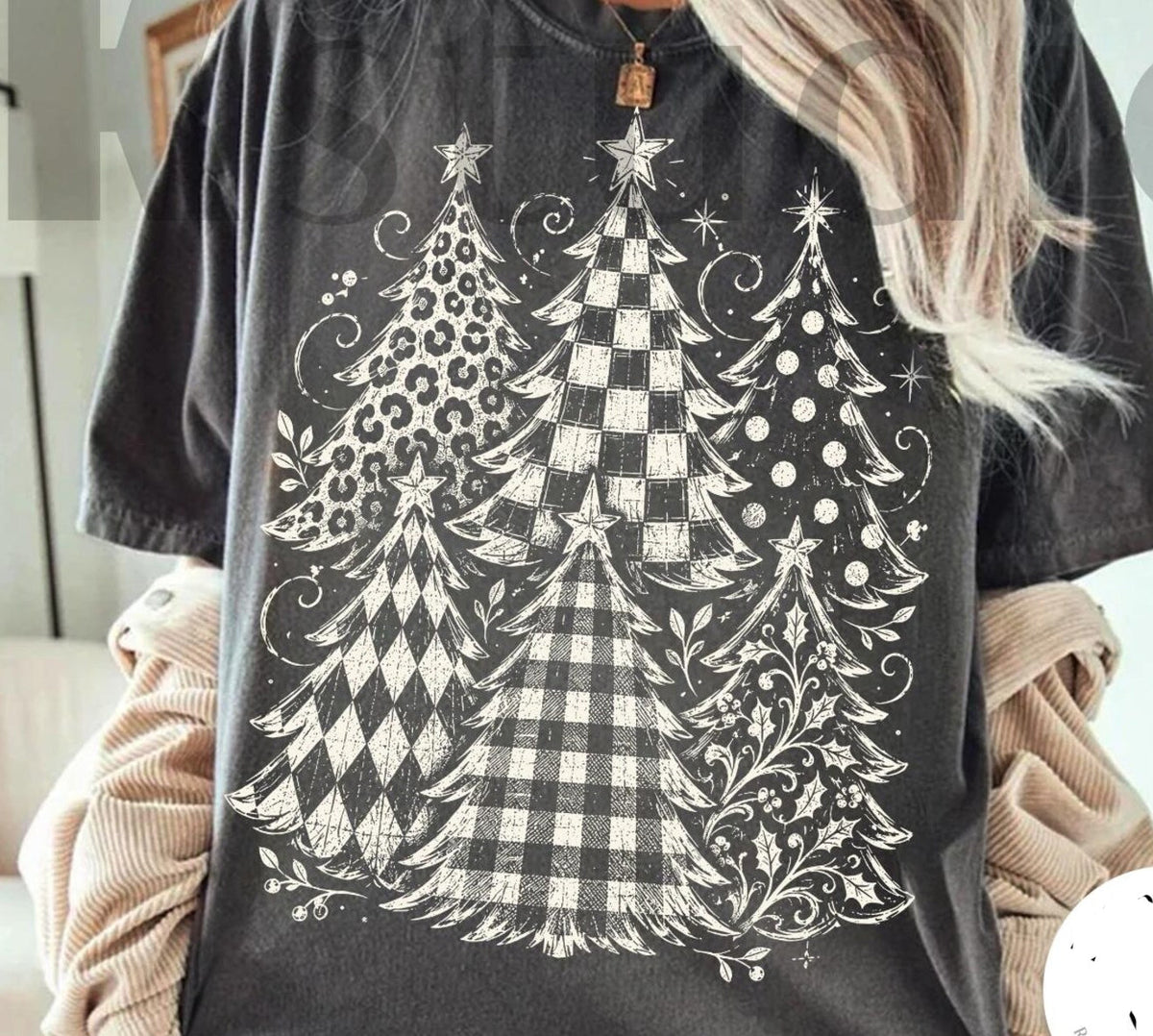 Patterned Trees Graphic Tee