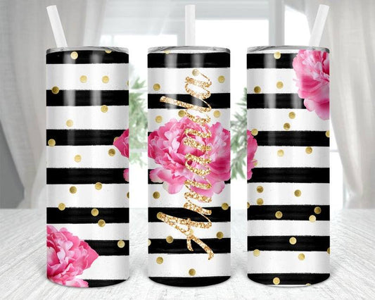 Floral and Stripes 20 oz Skinny Tumbler