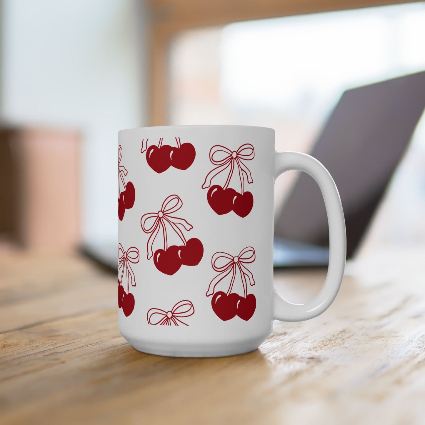 Cherry Hearts Ceramic Mug, (11oz, 15oz)