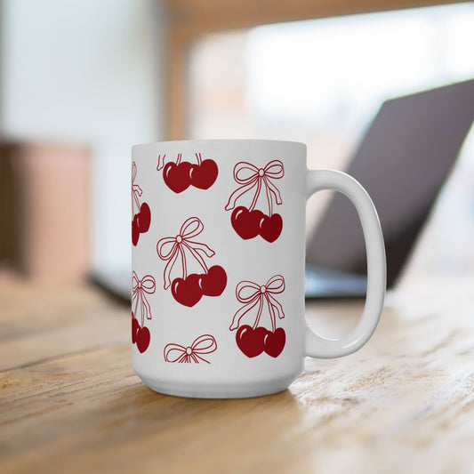 Cherry Hearts Ceramic Mug, (11oz, 15oz)