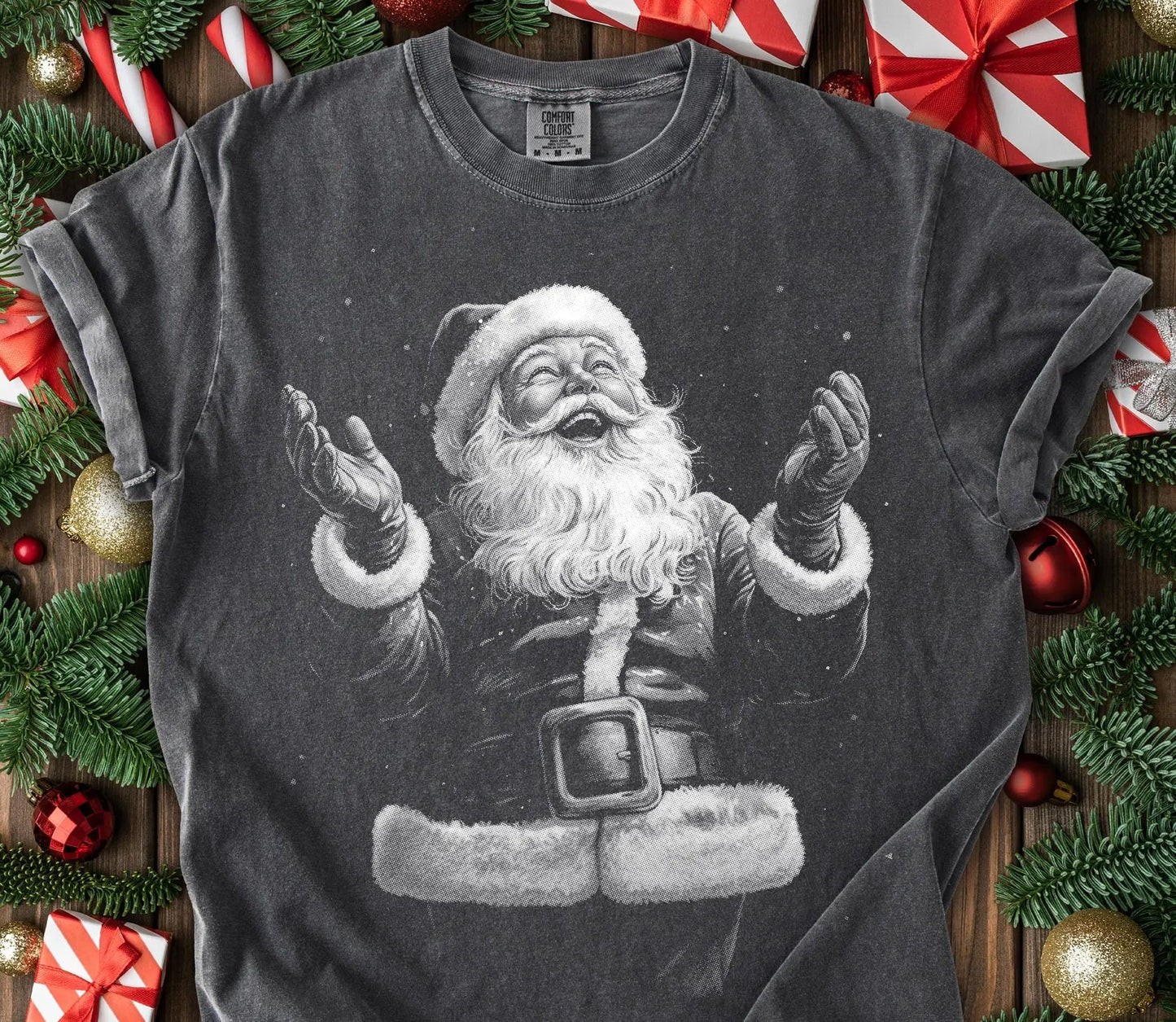 Black and White Santa Graphic Tee