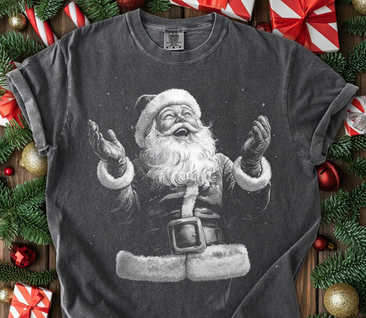 Black and White Santa Graphic Tee