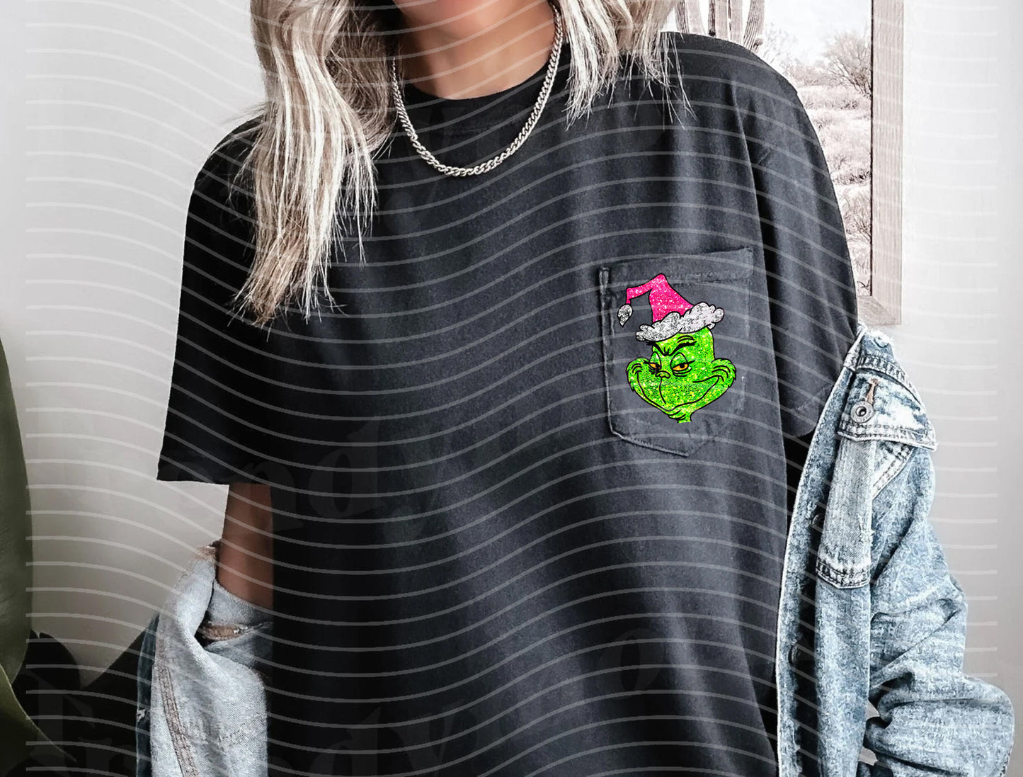 Faux Glitter Pink Gr*nch Graphic Tee