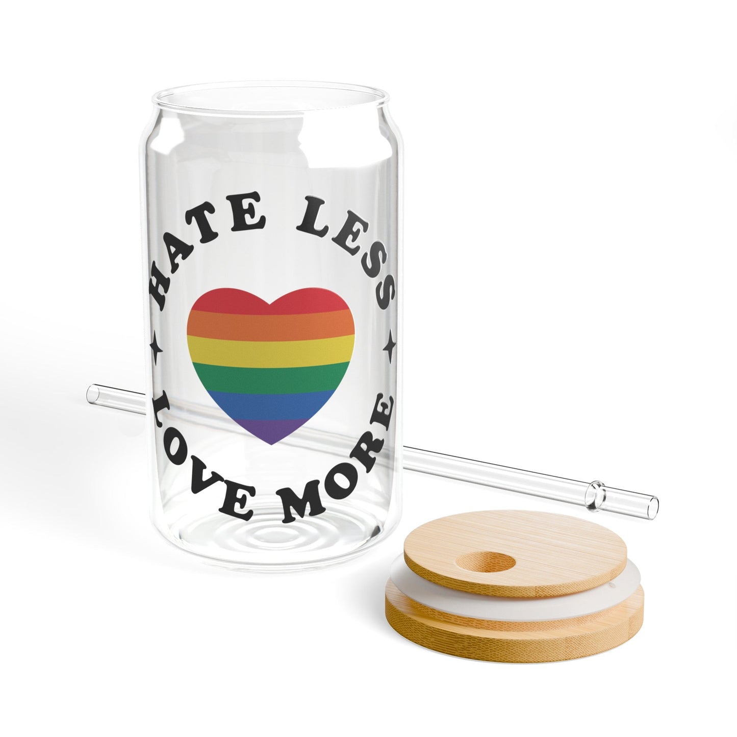 Hate Less Love More Sipper Glass, 16oz