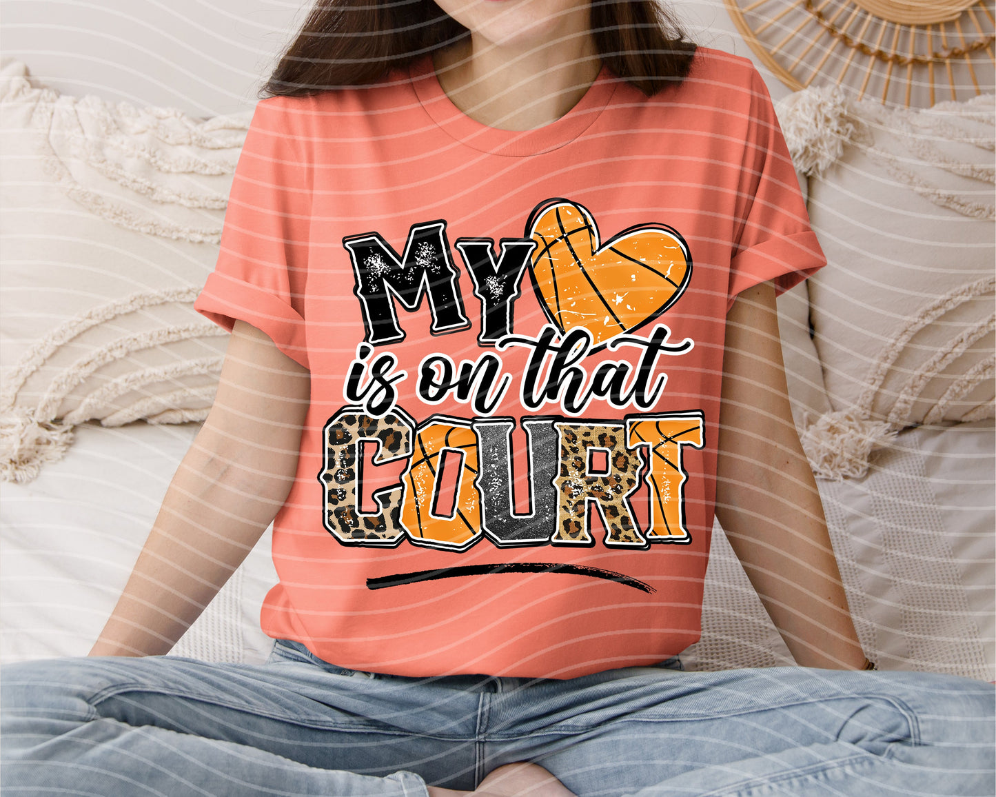 My Heart is on That Court Basketball Graphic Tee