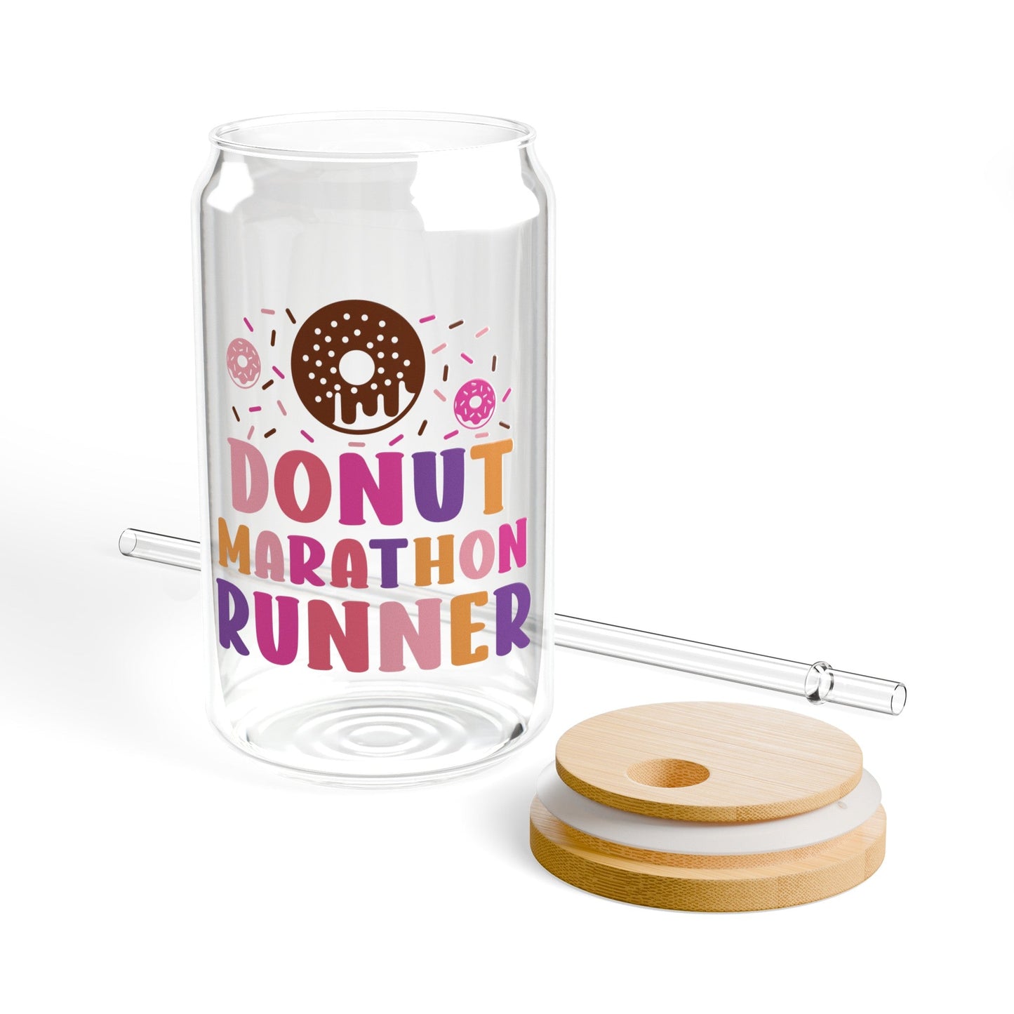 Donut Marathon Runner Sipper Glass, 16oz