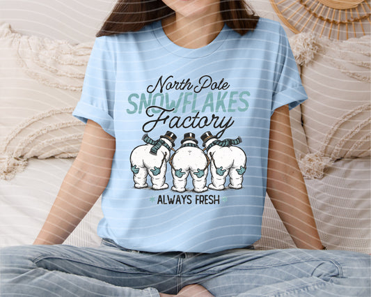 North Pole Snowflakes Factory Graphic Tee