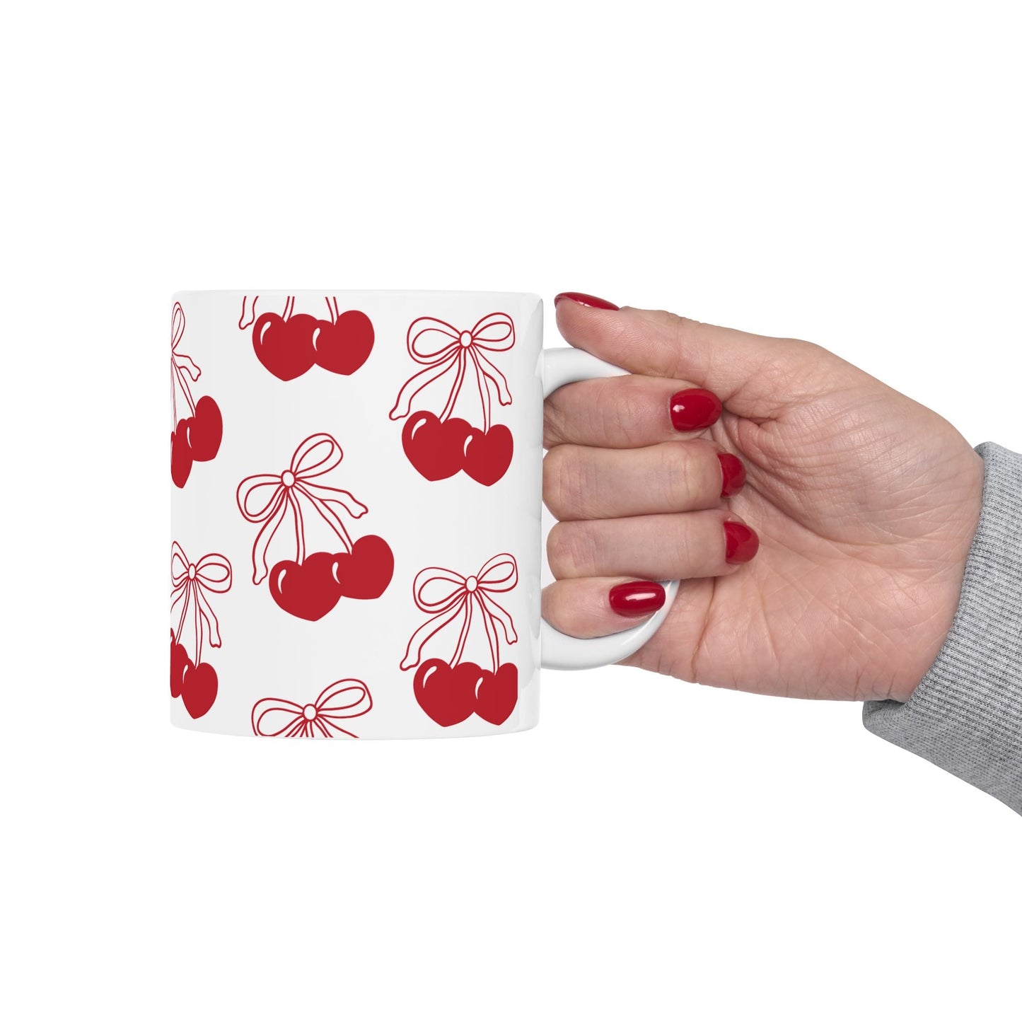 Cherry Hearts Ceramic Mug, (11oz, 15oz)