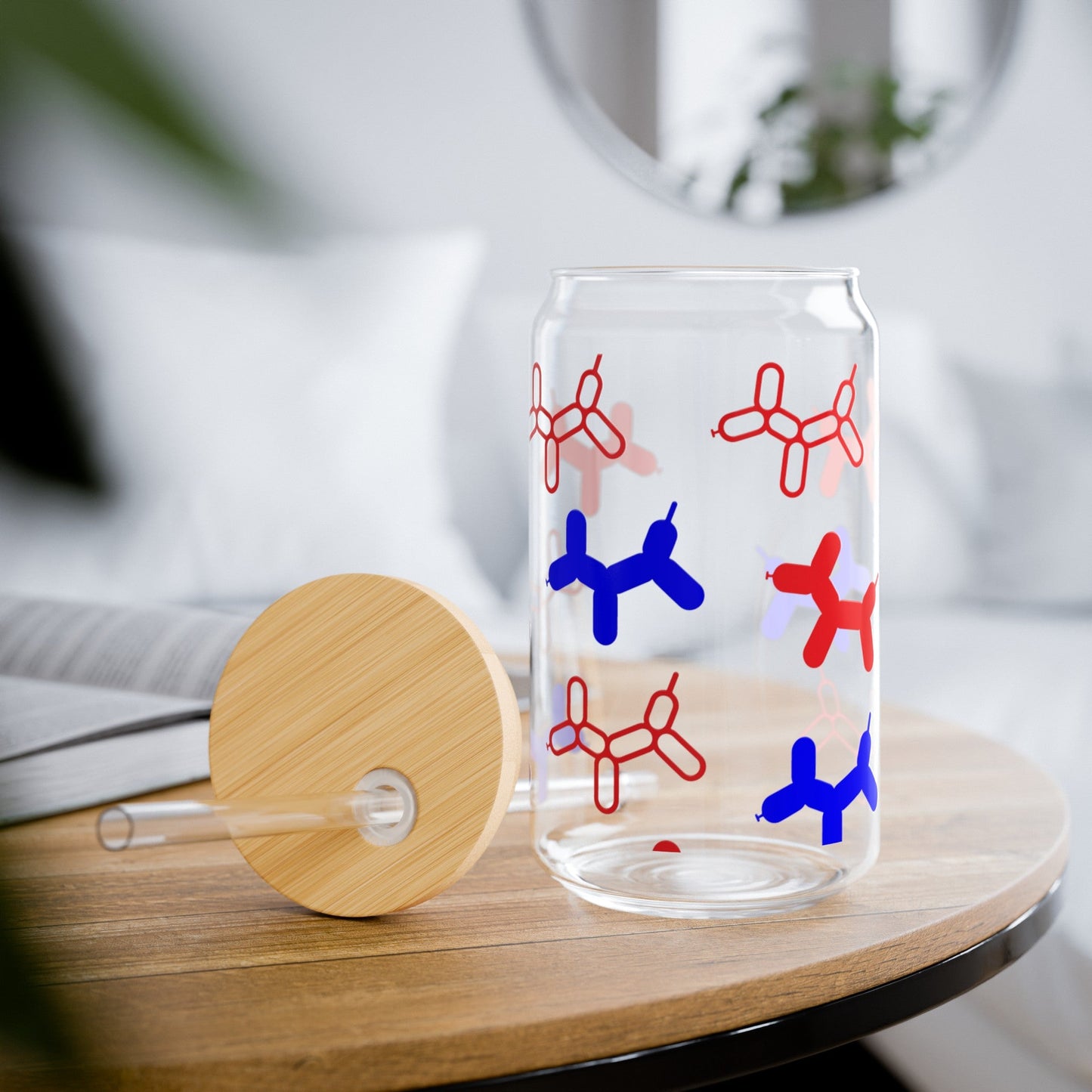 Patriotic Balloon Dogs Sipper Glass, 16oz