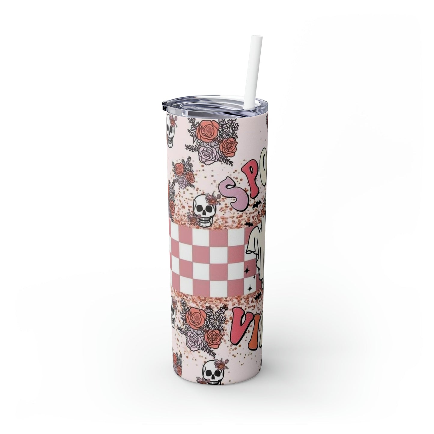 Spooky Vibes Skinny Tumbler with Straw, 20oz