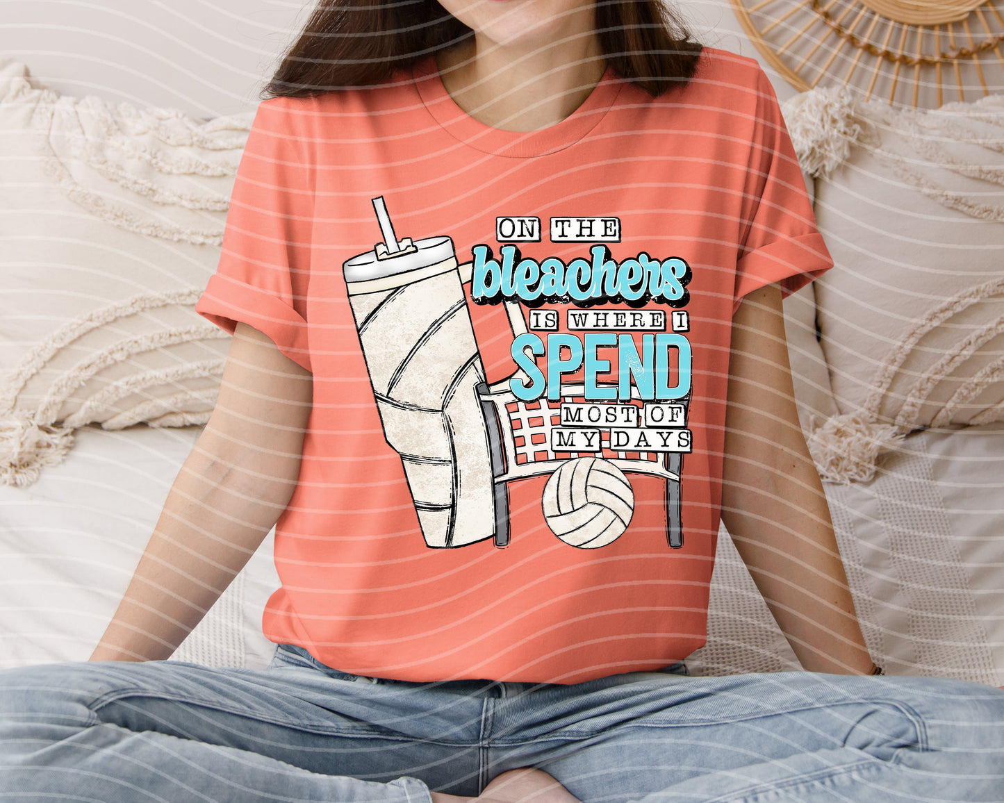 On the Bleachers is Where I Spend Most of My Days Volleyball Graphic Tee