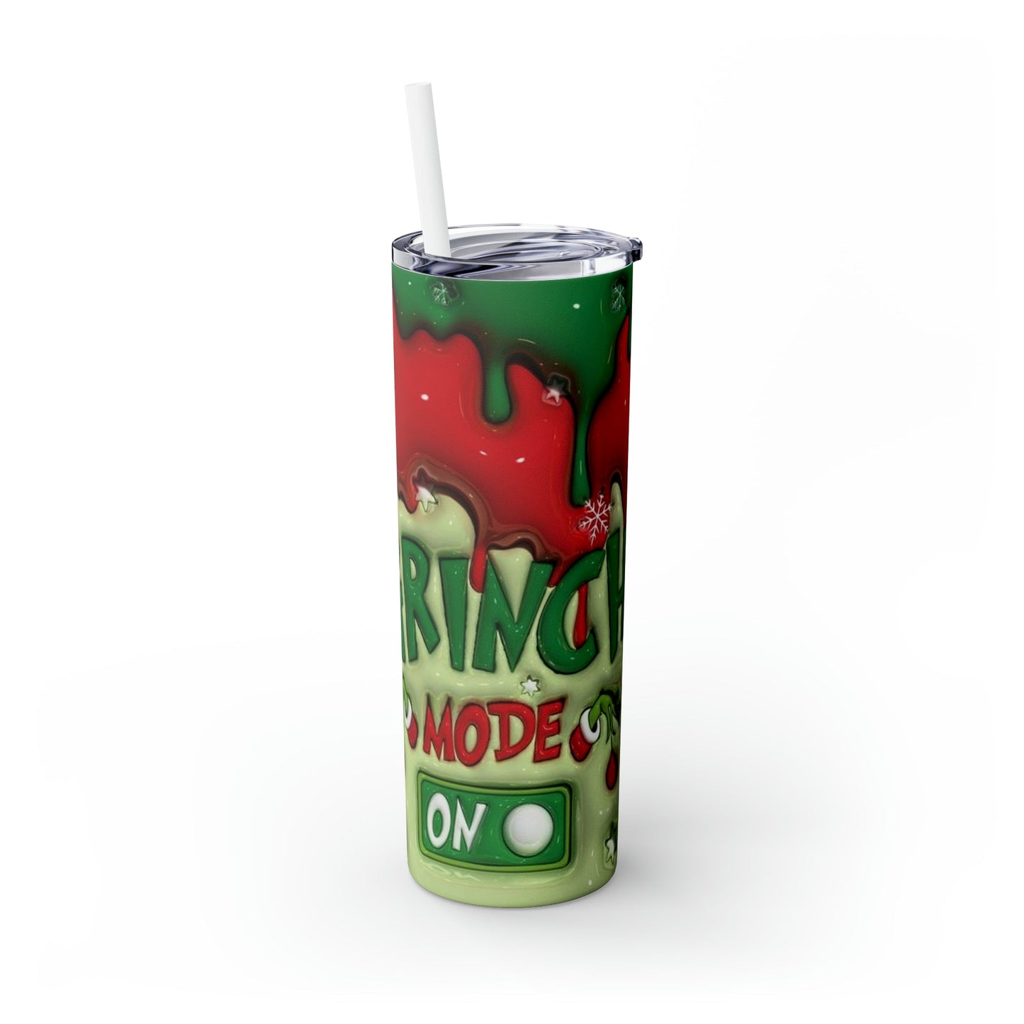 Inflated GReeN Mode On Skinny Tumbler with Straw, 20oz