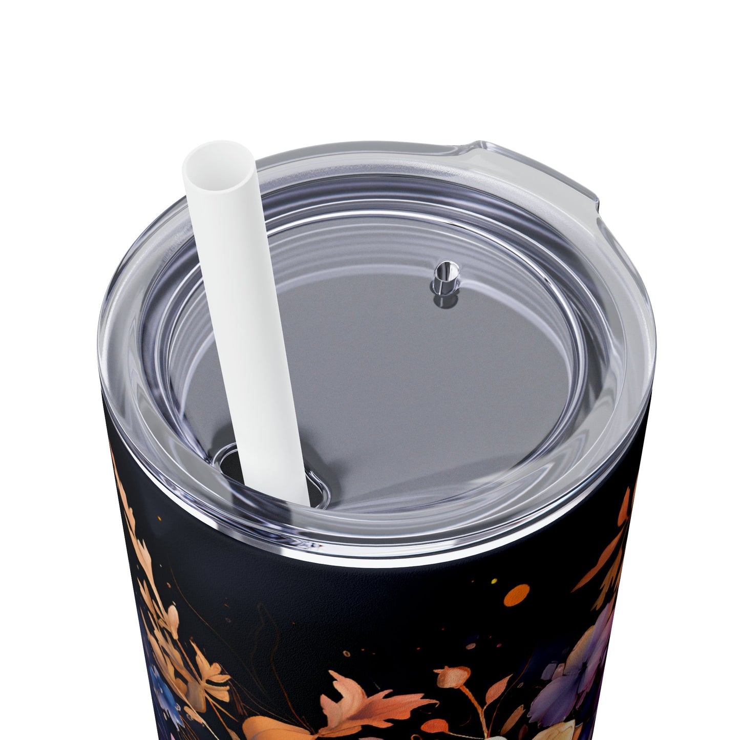 Floral Book Skinny Tumbler with Straw, 20oz