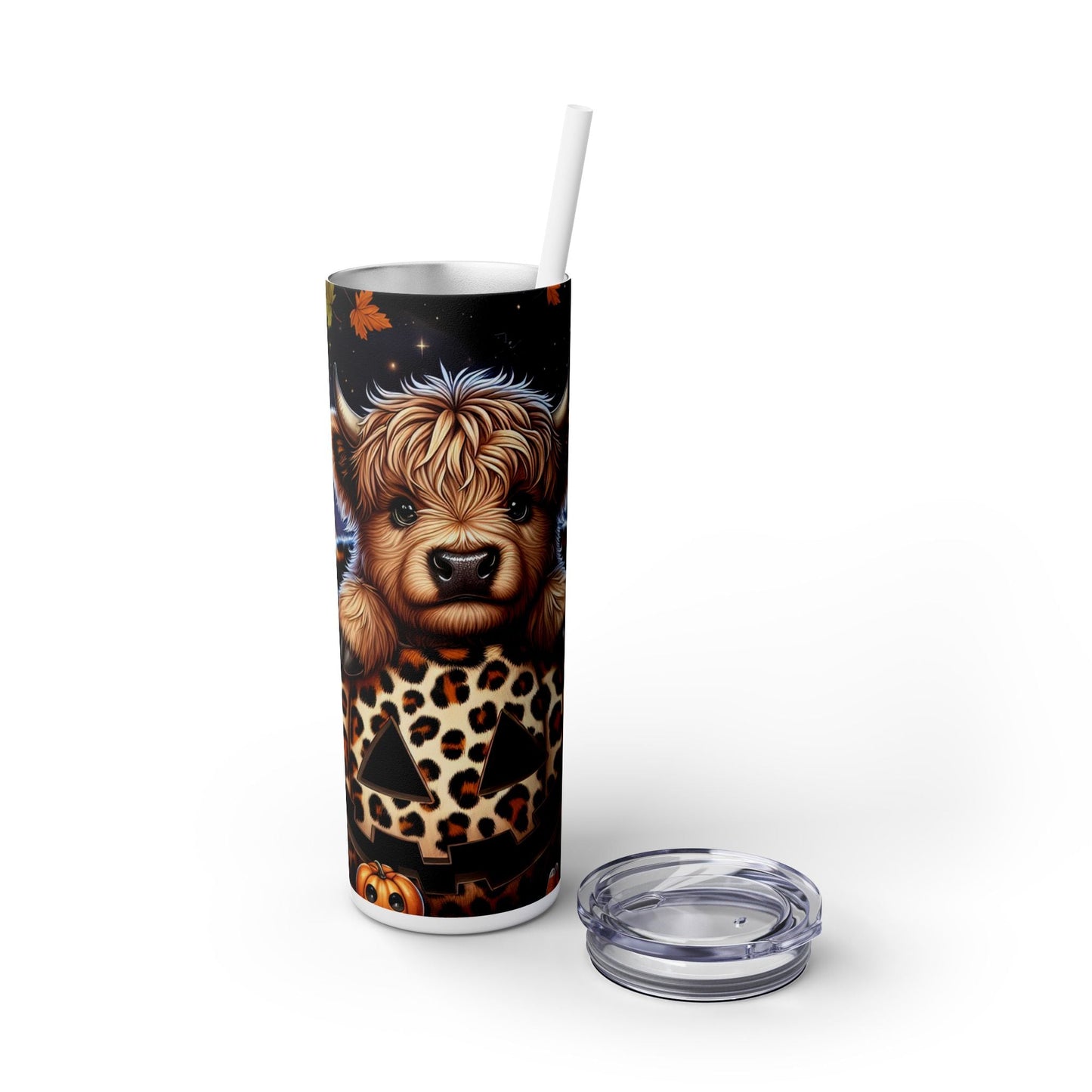 Halloween Cow Skinny Tumbler with Straw, 20oz