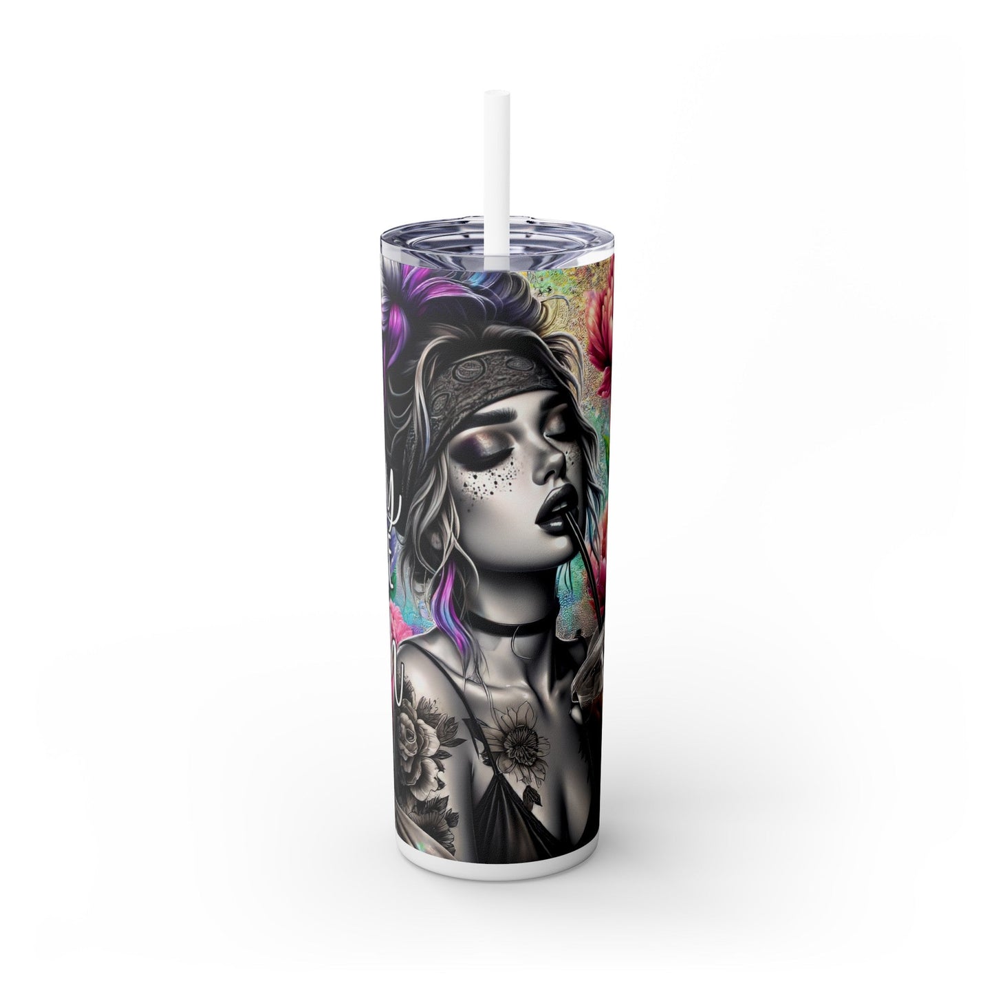 Sassy Since Birth Skinny Tumbler with Straw, 20oz