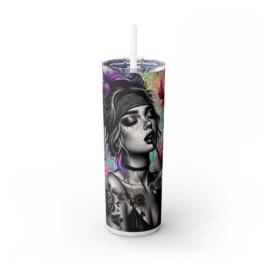 Sassy Since Birth Skinny Tumbler with Straw, 20oz