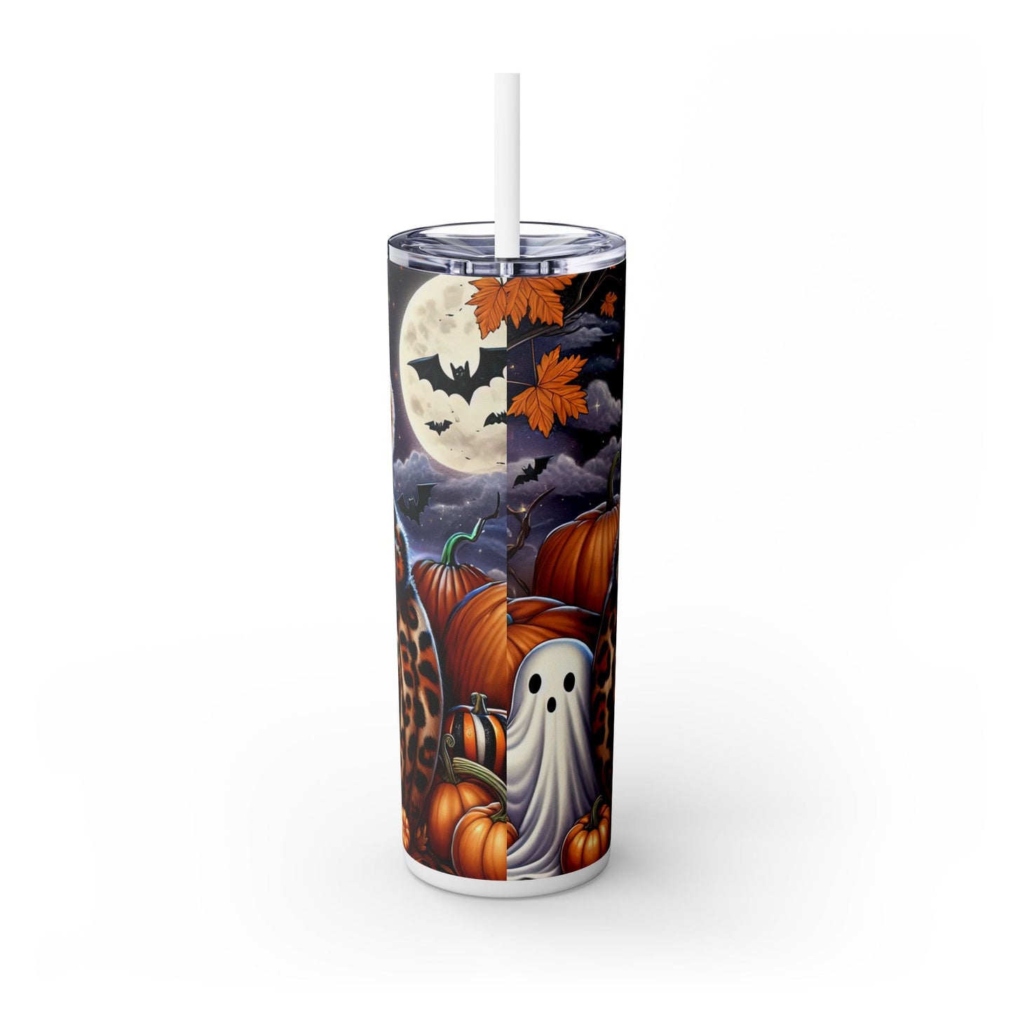 Halloween Cow Skinny Tumbler with Straw, 20oz