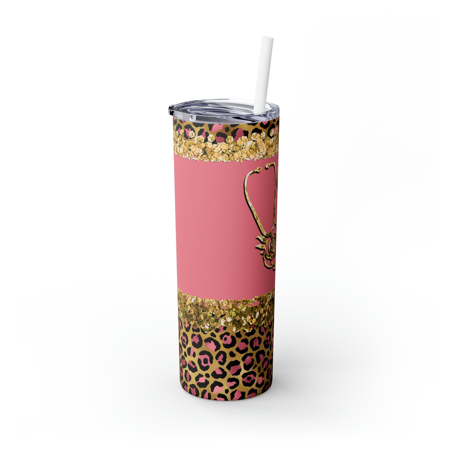 Pink Nurse Life Skinny Tumbler with Straw, 20oz