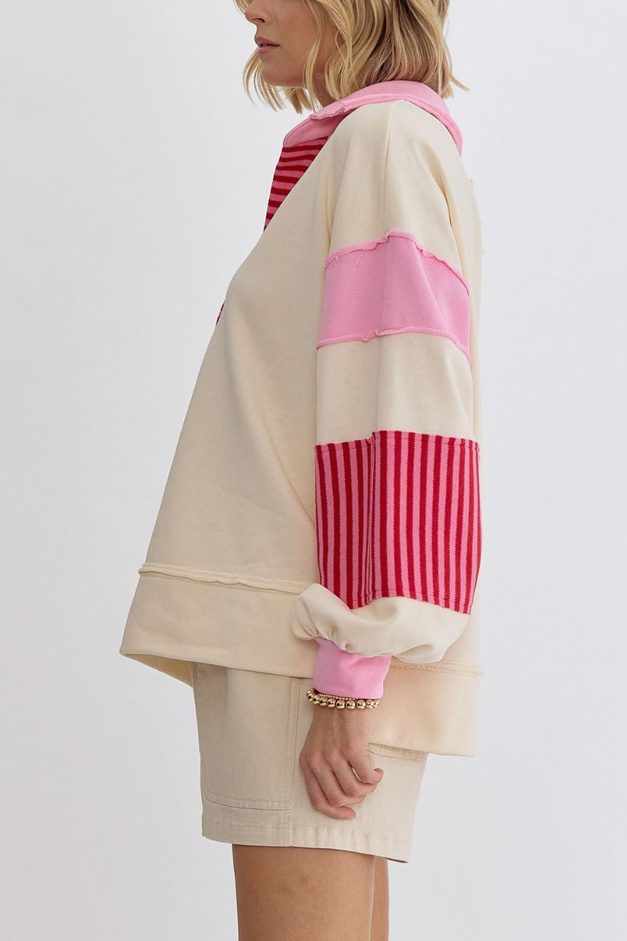 PREORDER: The Delinda Stripe and Color Blocking Pullover 11.11.24