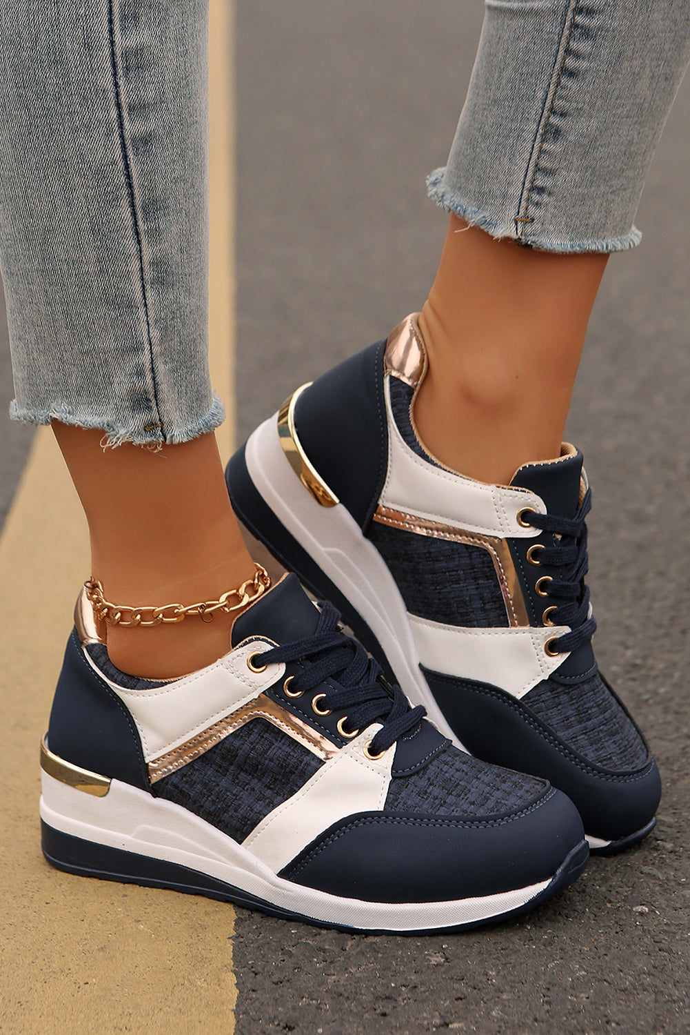 Sail Blue Lace Up Sneakers