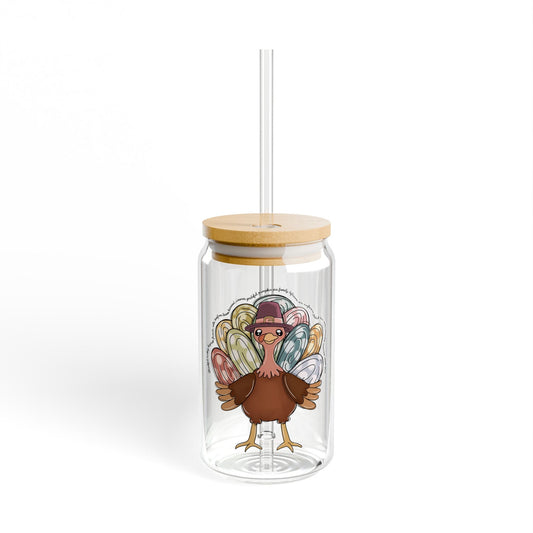 Thankful Turkey Sipper Glass, 16oz