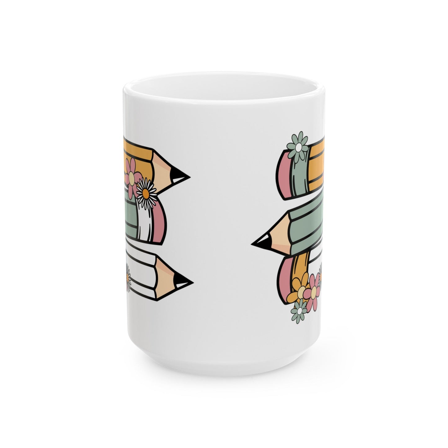 Tri Color Pencils Ceramic Mug, (11oz, 15oz)