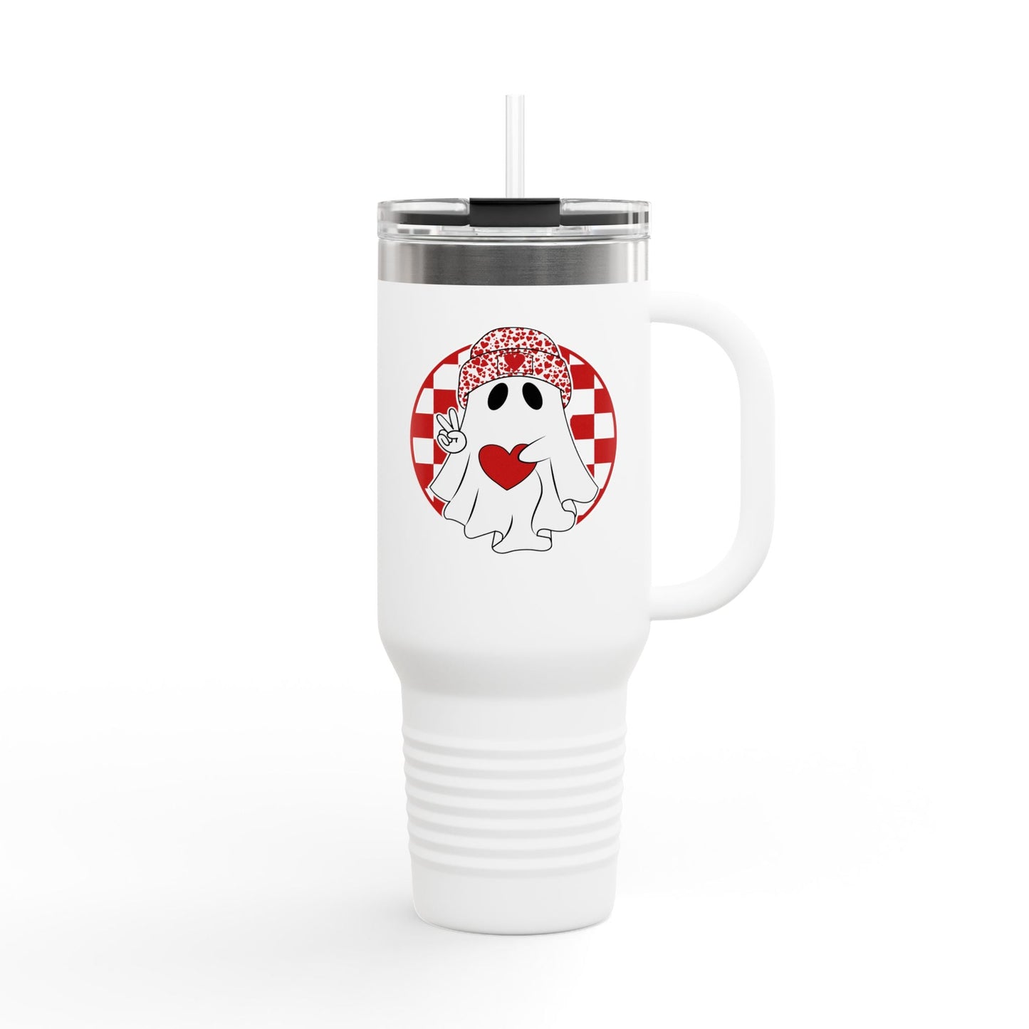 Boo Jee Valentines Ghost Insulated Travel Mug, 40oz