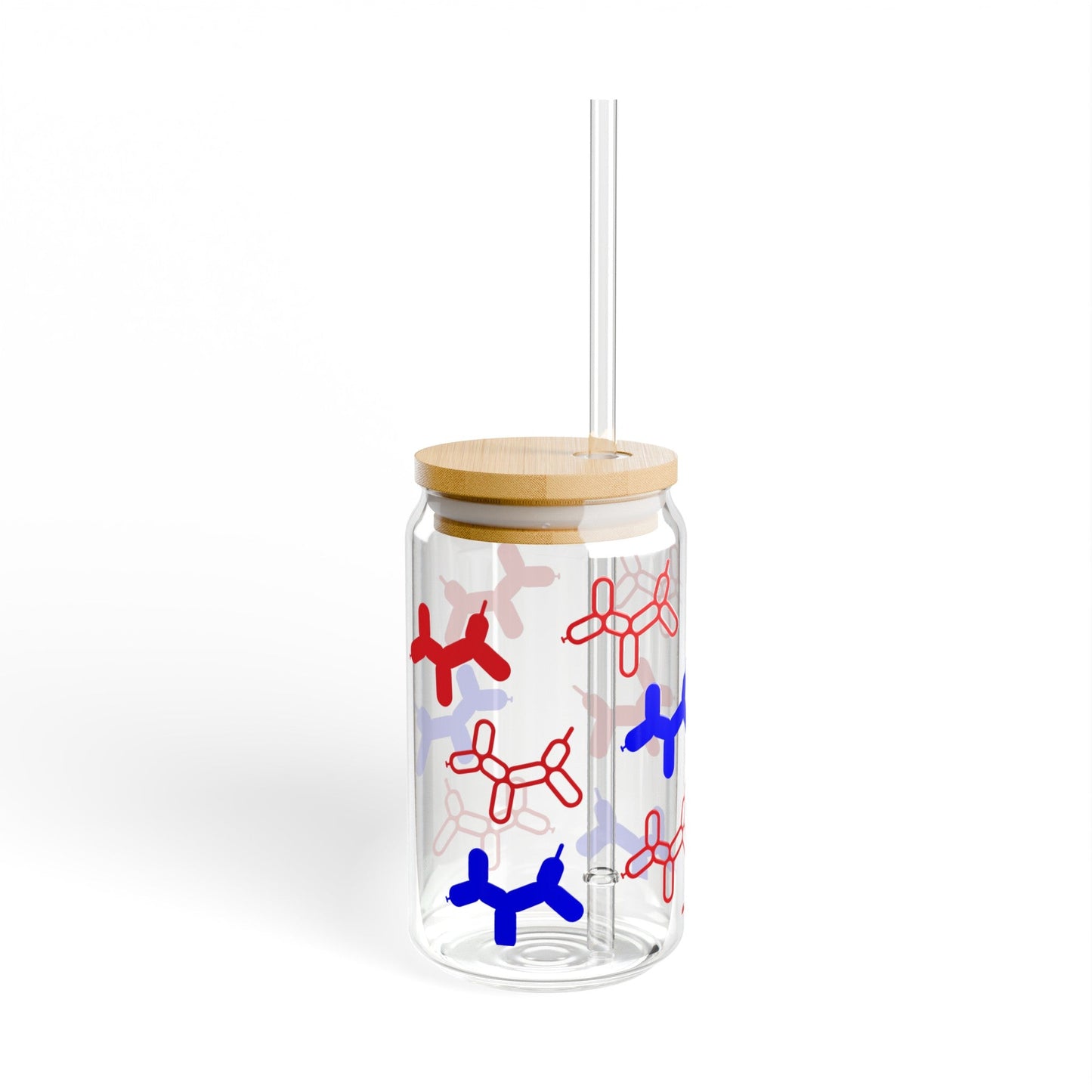 Patriotic Balloon Dogs Sipper Glass, 16oz