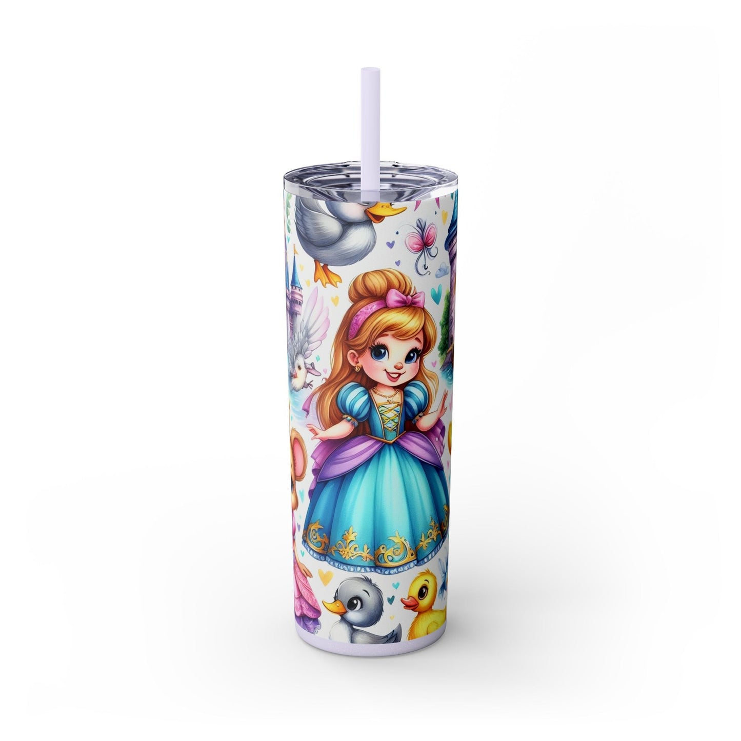 Princess Skinny Tumbler with Straw, 20oz