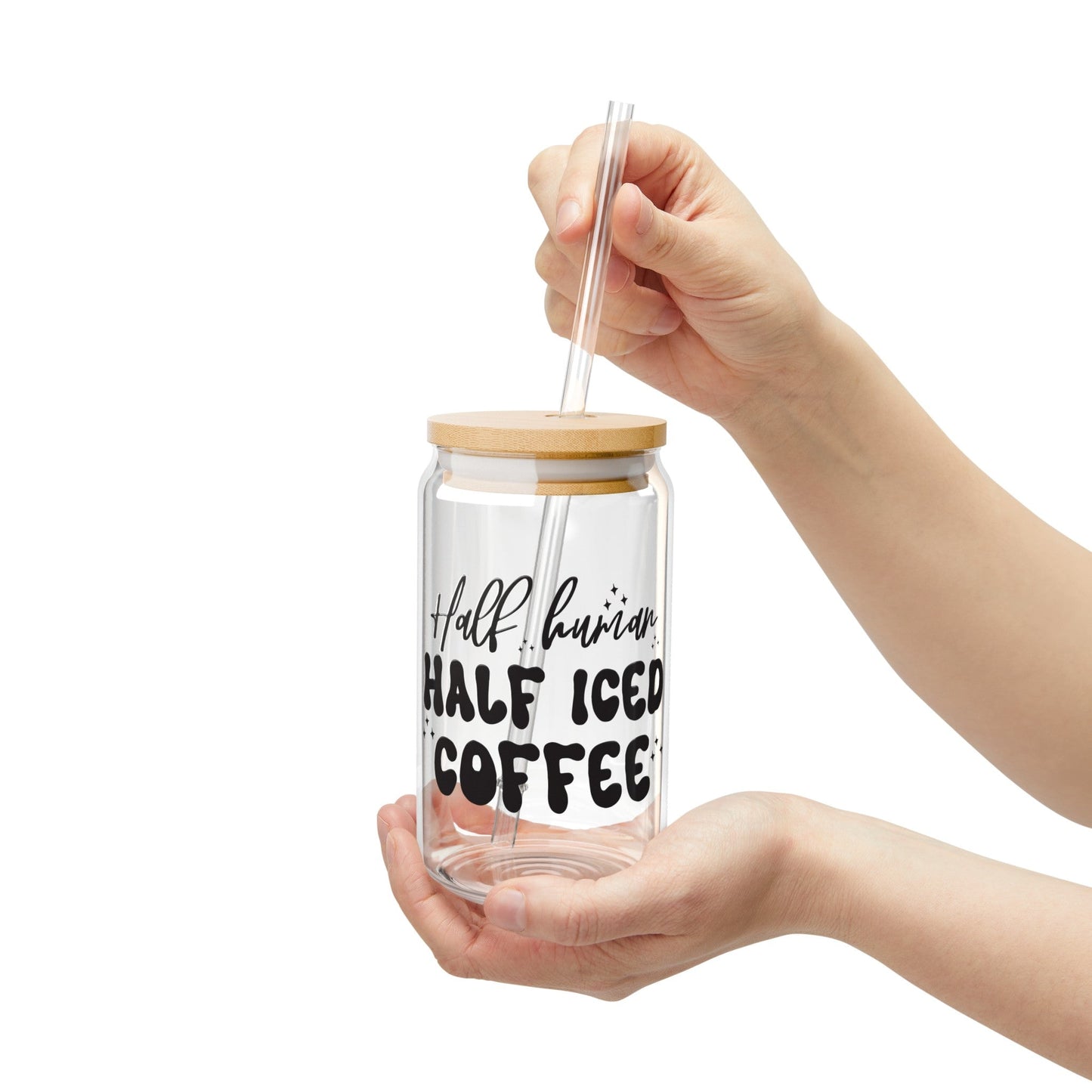 Half Human Half Iced Coffee Sipper Glass, 16oz