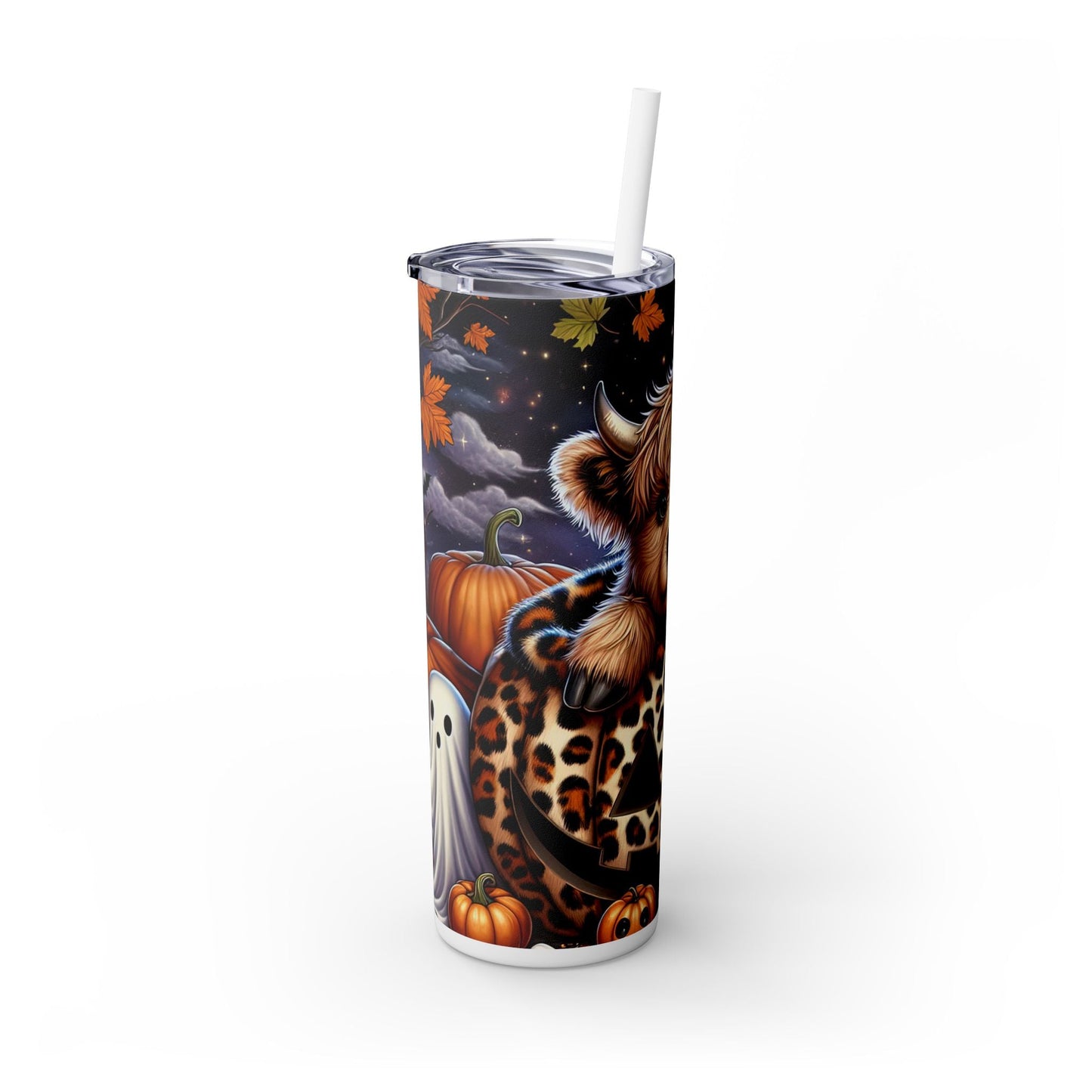 Halloween Cow Skinny Tumbler with Straw, 20oz