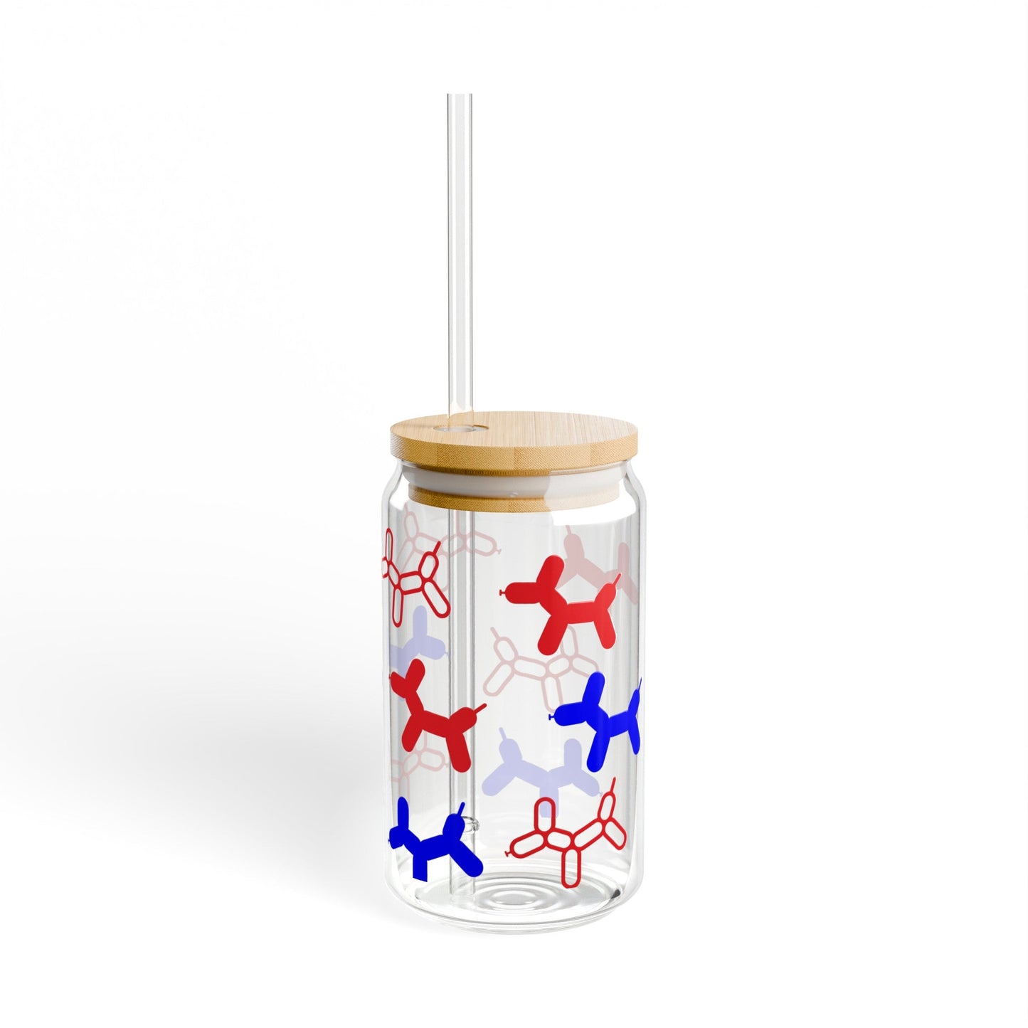 Patriotic Balloon Dogs Sipper Glass, 16oz