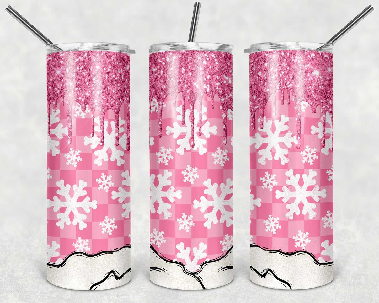 Pink Snowflake 20 oz Skinny Tumbler