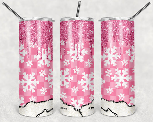 Pink Snowflake 20 oz Skinny Tumbler