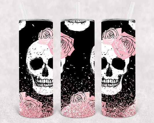 Floral Skull 20 oz Skinny Tumbler