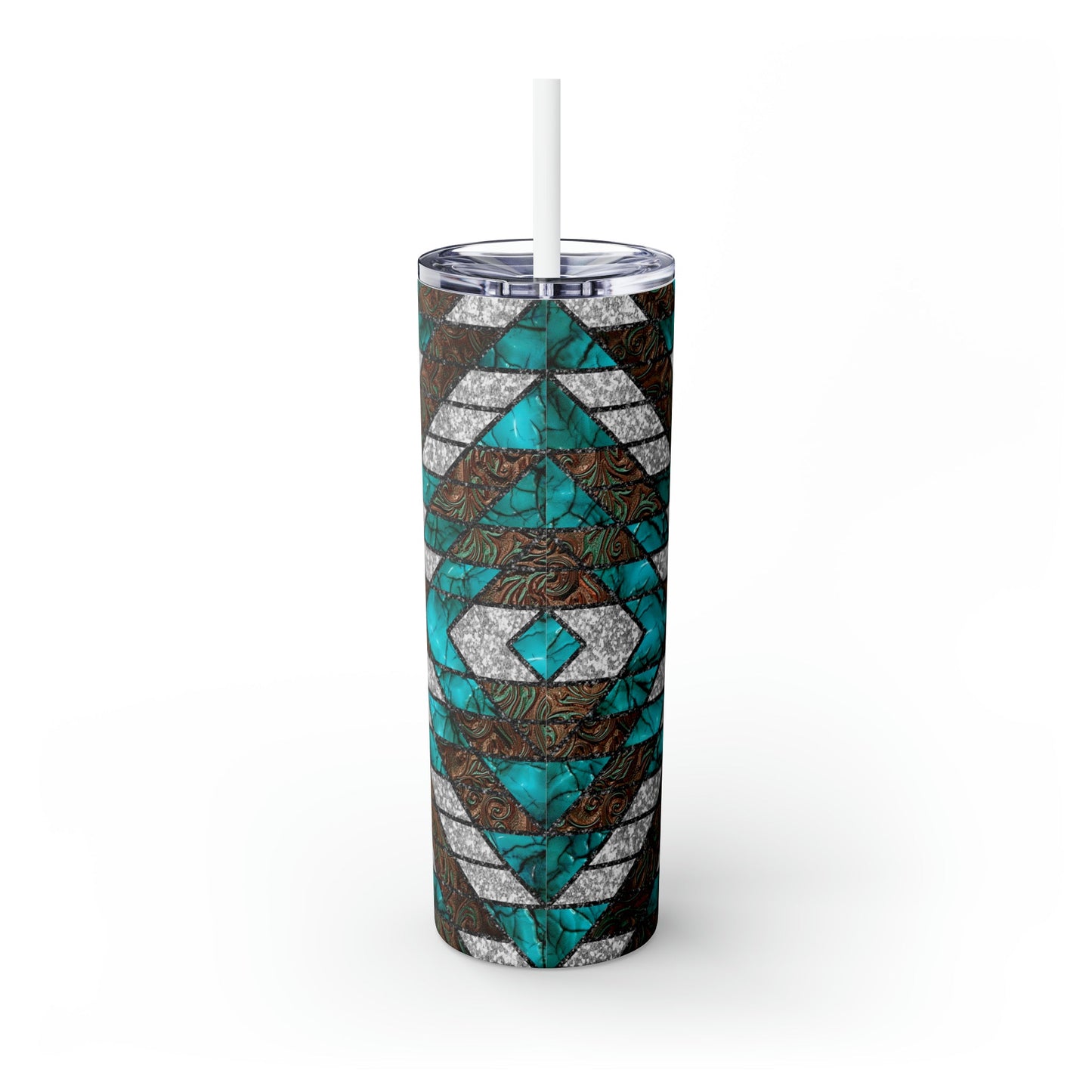 Southwest Pattern Skinny Tumbler with Straw, 20oz