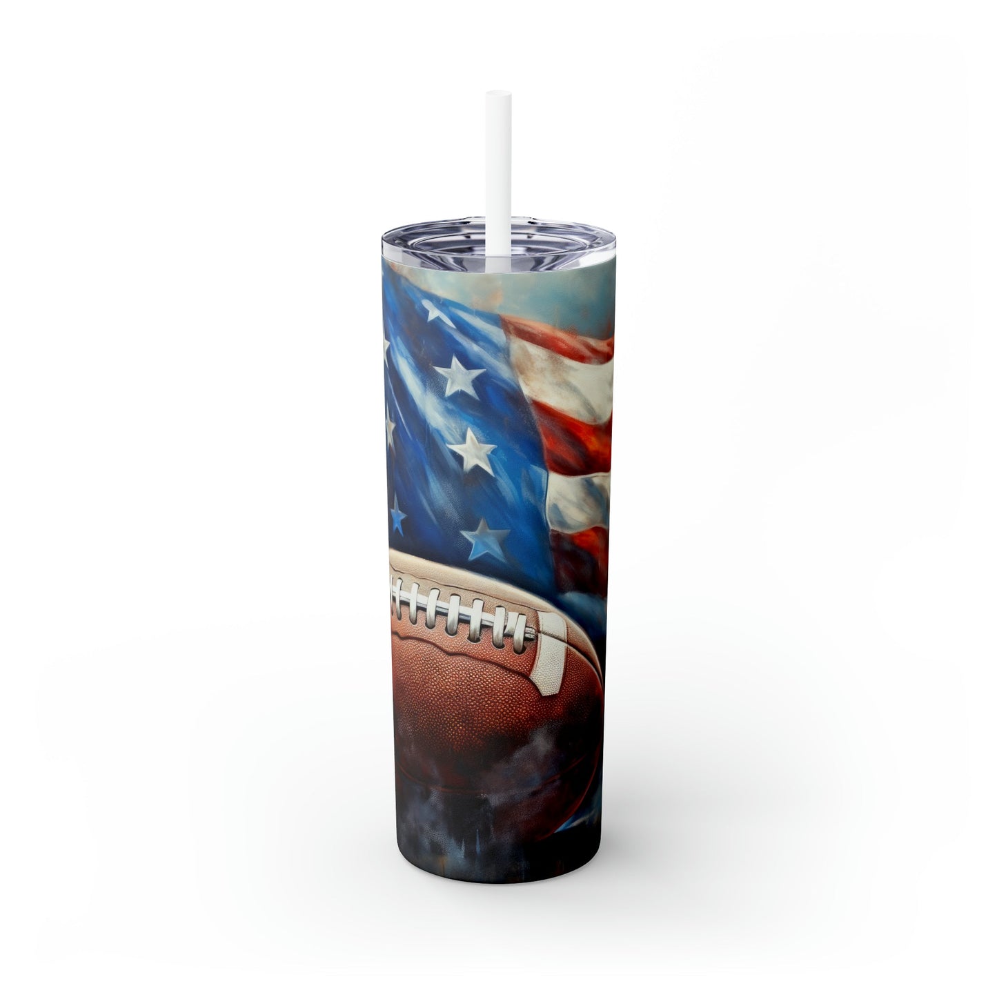 American Football Skinny Tumbler with Straw, 20oz