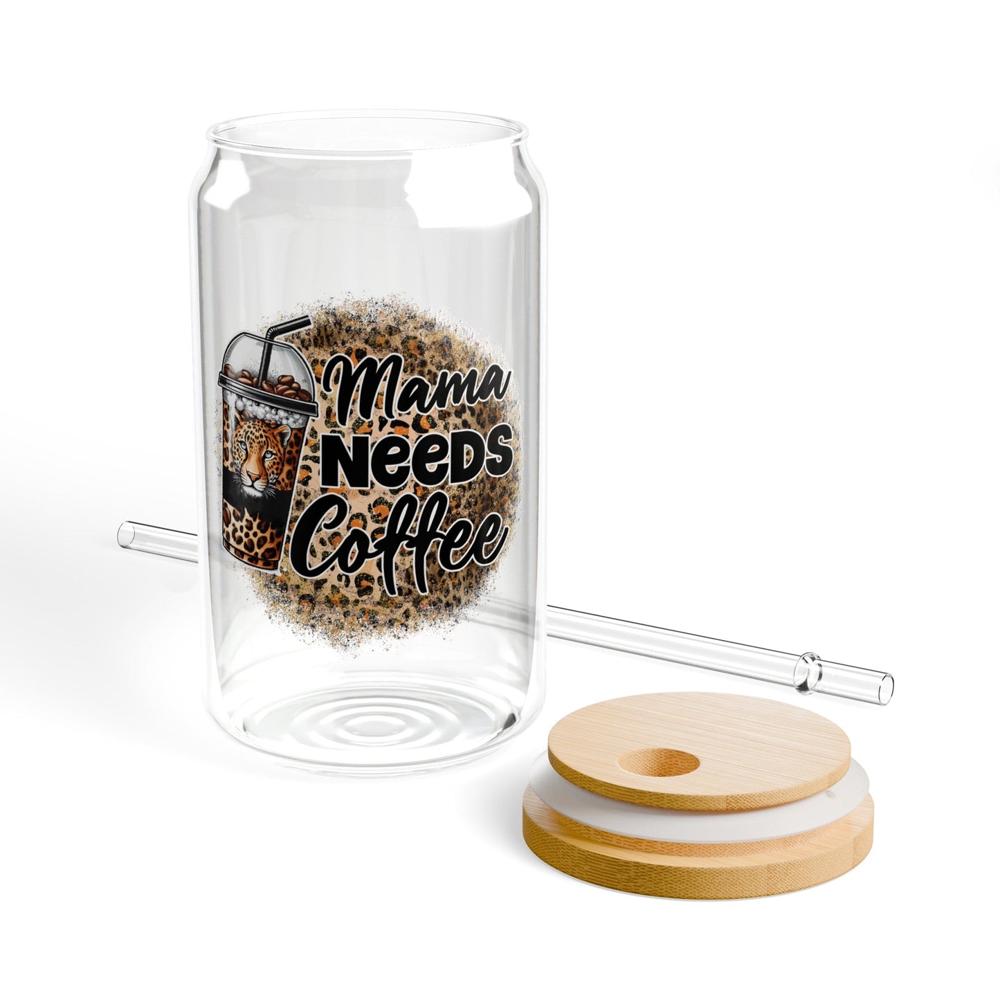 Mama Needs Coffee Sipper Glass, 16oz