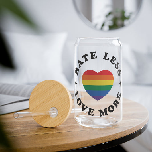 Hate Less Love More Sipper Glass, 16oz