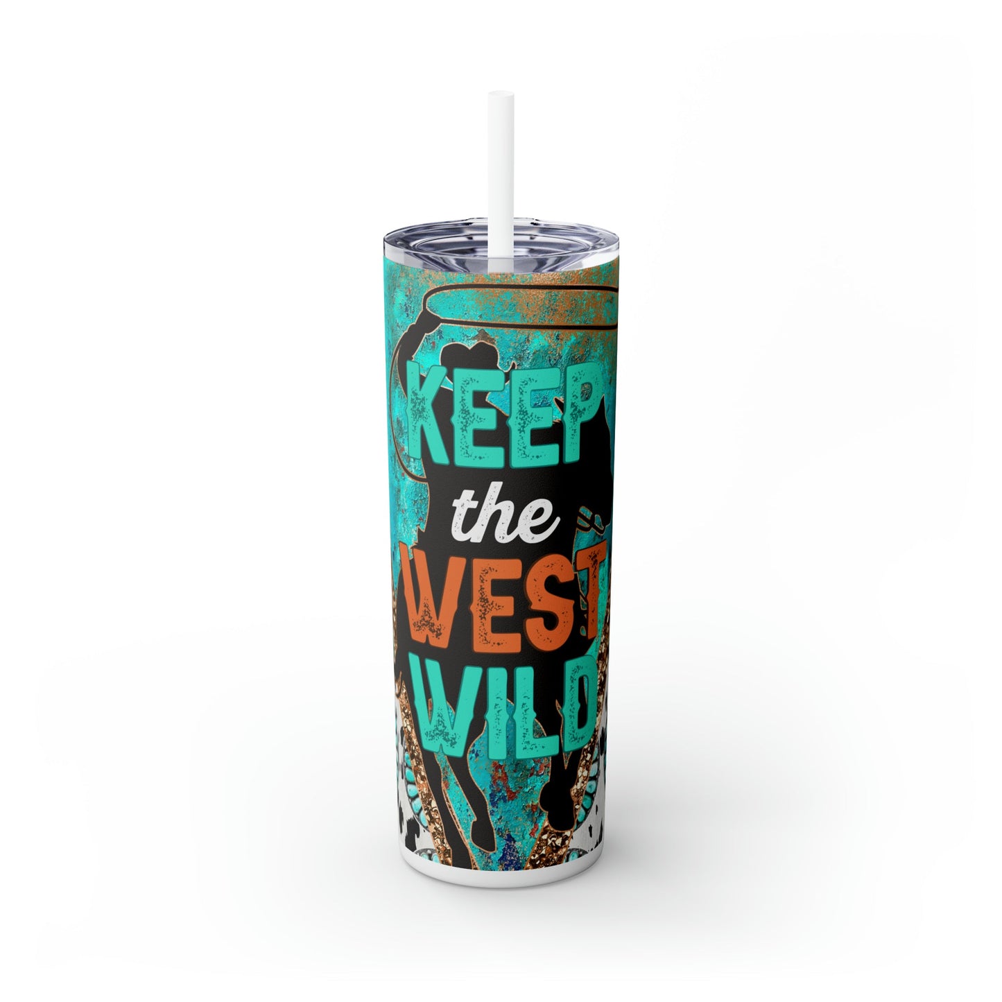 Keep The West Wild Skinny Tumbler with Straw, 20oz