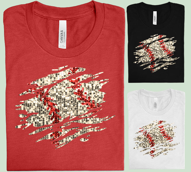 Faux Glitter Baseball Graphic Tee