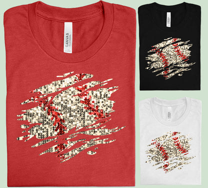 Faux Glitter Baseball Graphic Tee