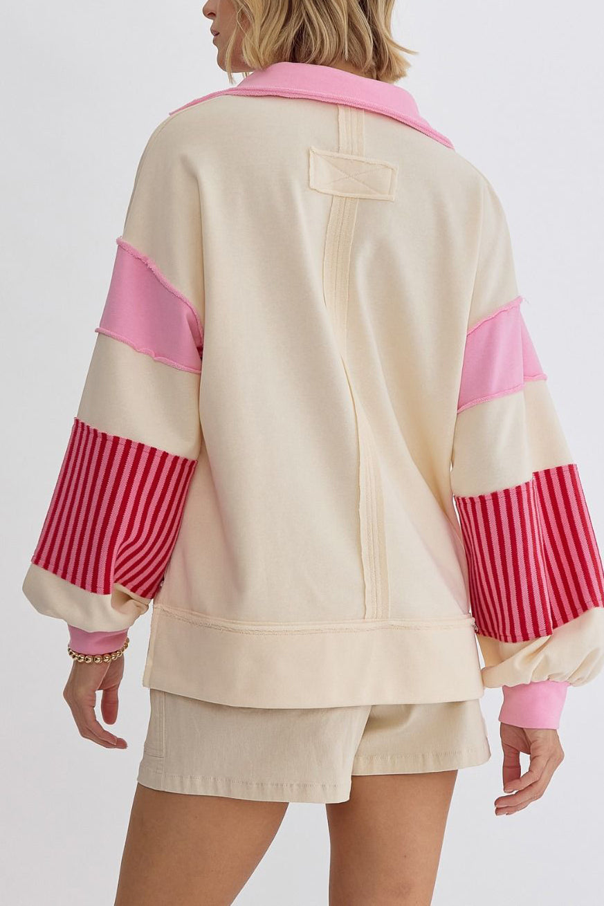 PREORDER: The Delinda Stripe and Color Blocking Pullover 11.11.24